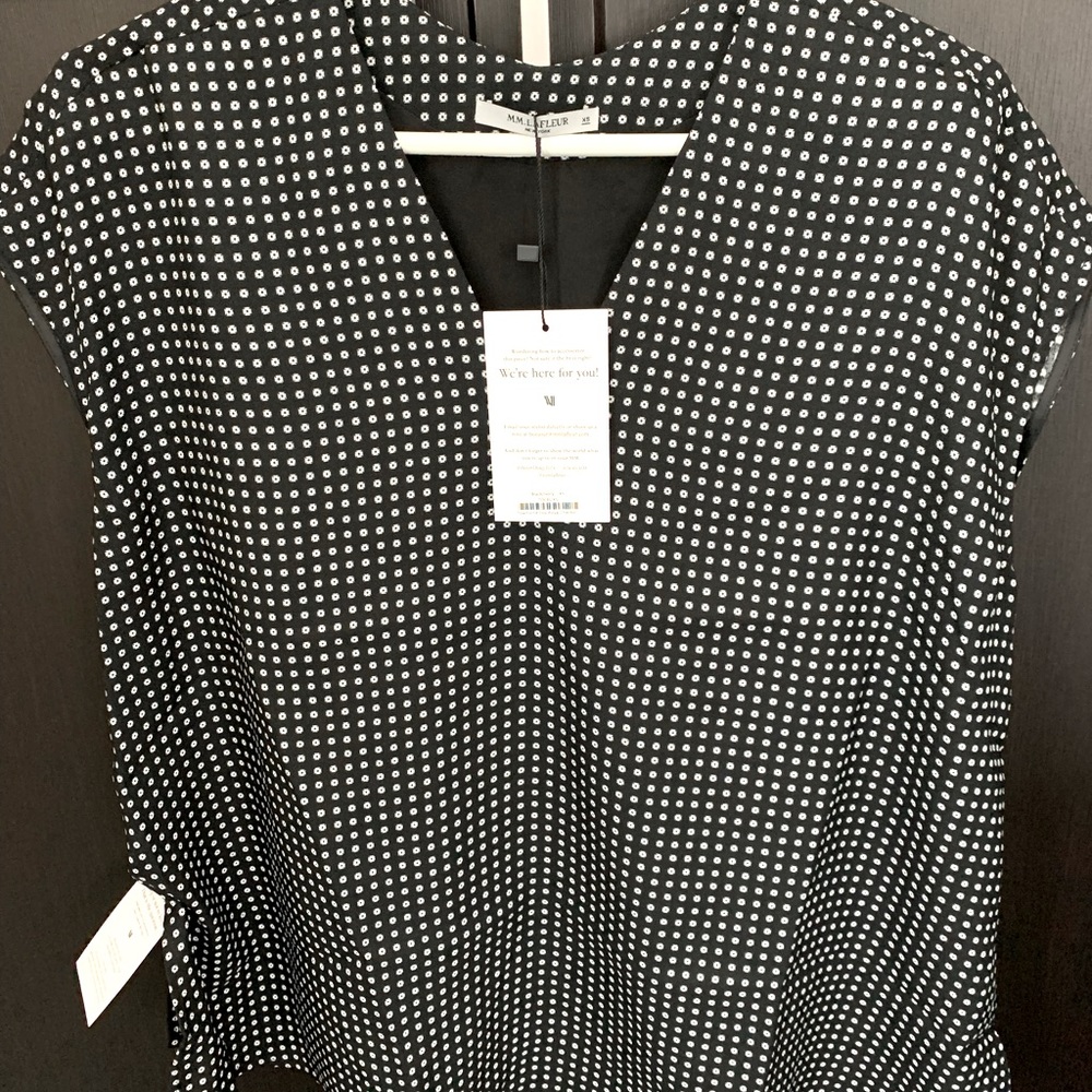 NWT MM LaFleur Townsend top Royal Checker Black/Ivory XS. Great for summer!